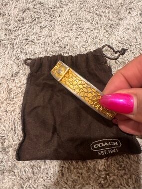 Coach Two-Tone Gold-Accent Signature Cuff Bracelet